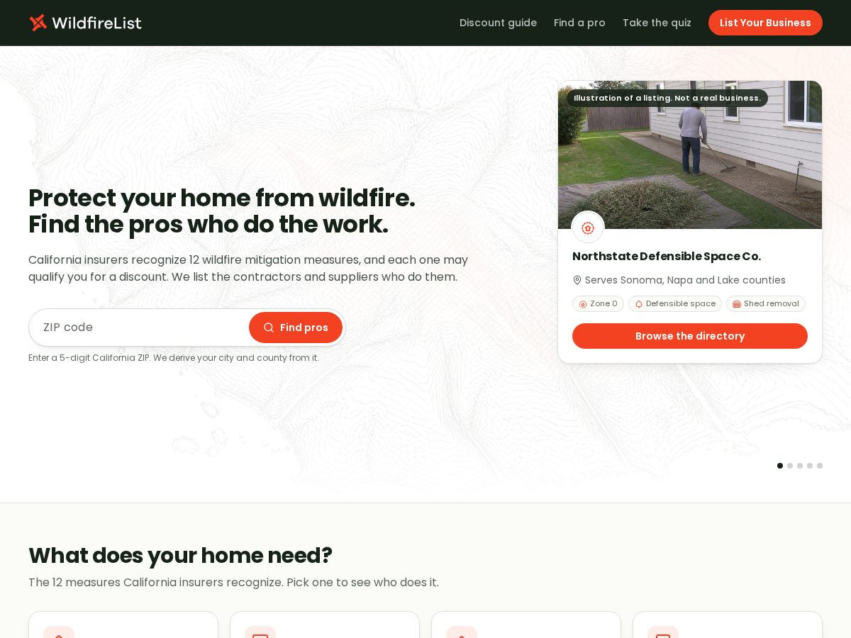 Landing-page snapshot of mywildfirelist.com