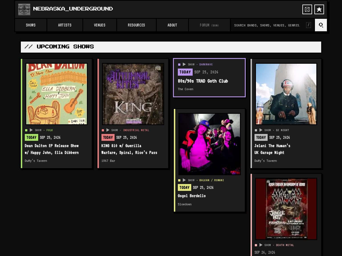 Landing-page snapshot of nebraskaunderground.org