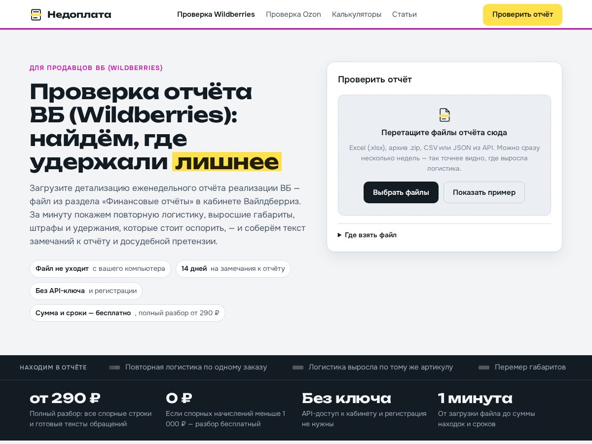 Landing-page snapshot of nedoplata.com
