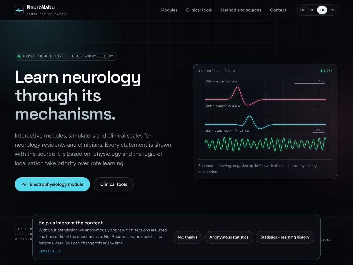 Landing-page snapshot of neuronabu.com