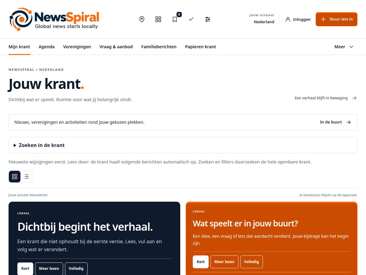 Landing-page snapshot of newsspiral.com