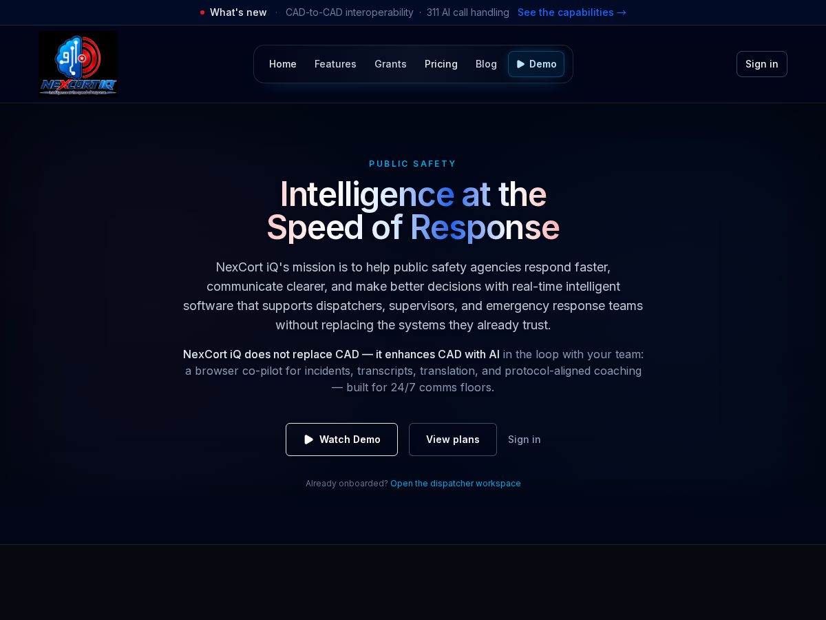 Landing-page snapshot of nexcortiq.com
