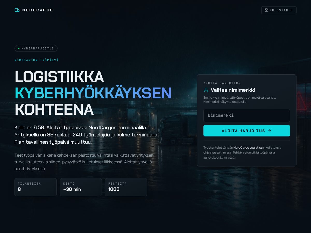 Landing-page snapshot of nordcargocyber.com
