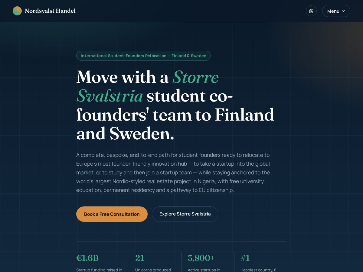 Landing-page snapshot of nordsvalsthandel.com