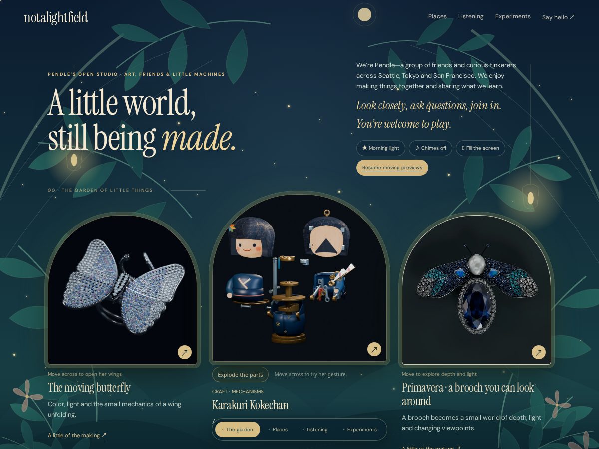 Landing-page snapshot of notalightfield.com
