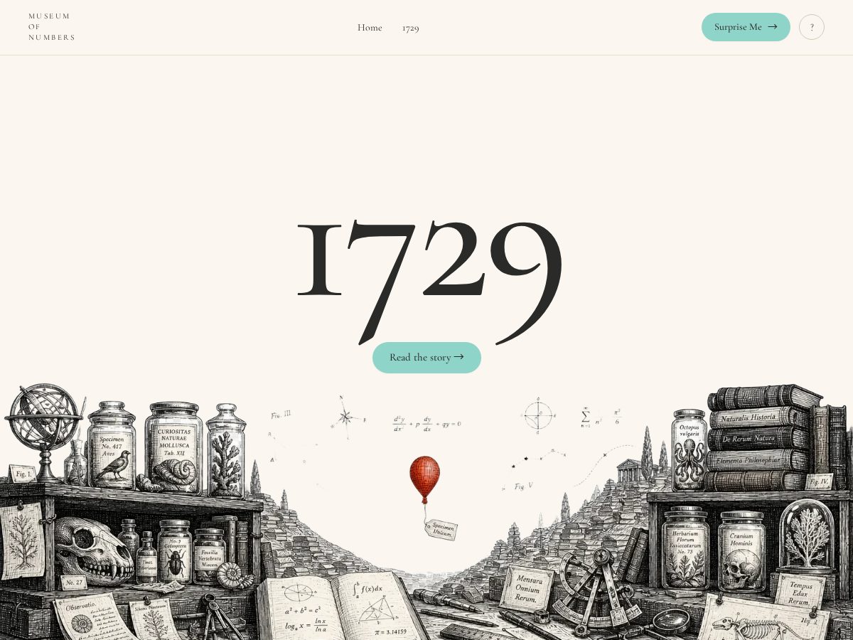 Landing-page snapshot of numbermuseum.com