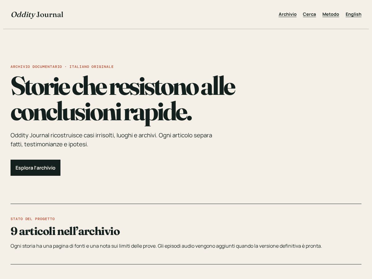 Landing-page snapshot of oddityjournal.top
