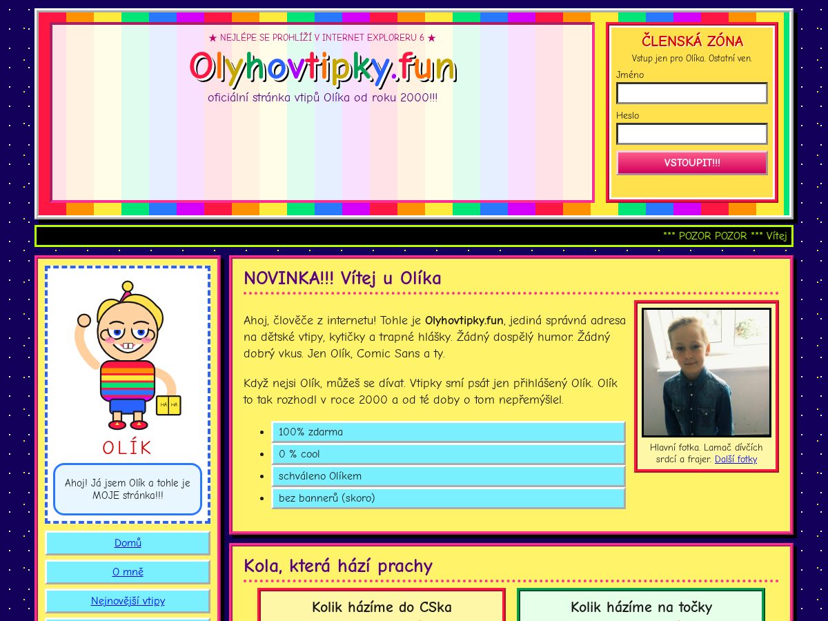Landing-page snapshot of olyhovtipky.fun