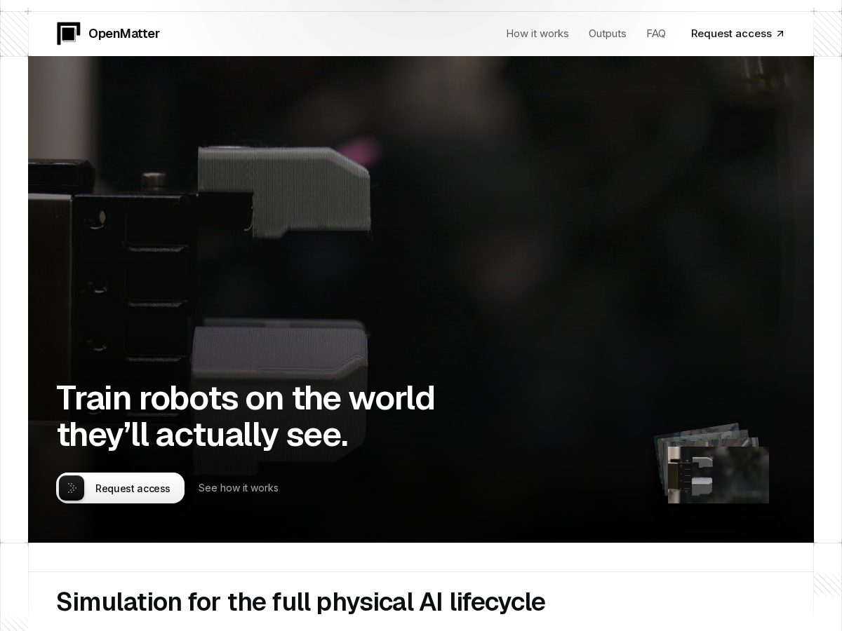 Landing-page snapshot of openmatterlabs.com