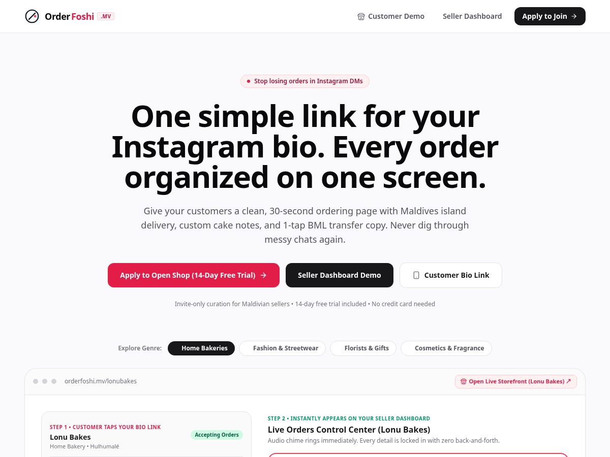 Landing-page snapshot of orderfoshi.com