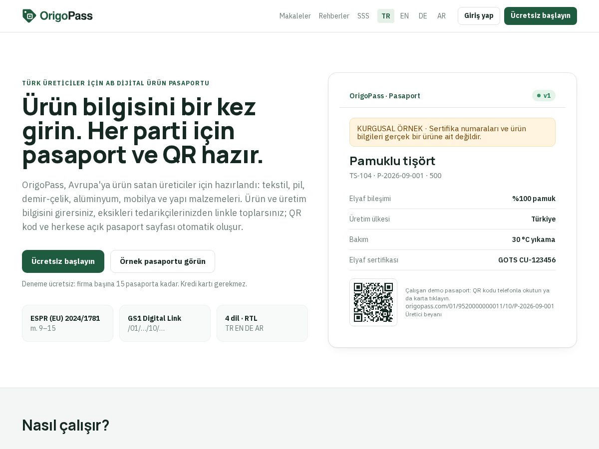 Landing-page snapshot of origopass.com