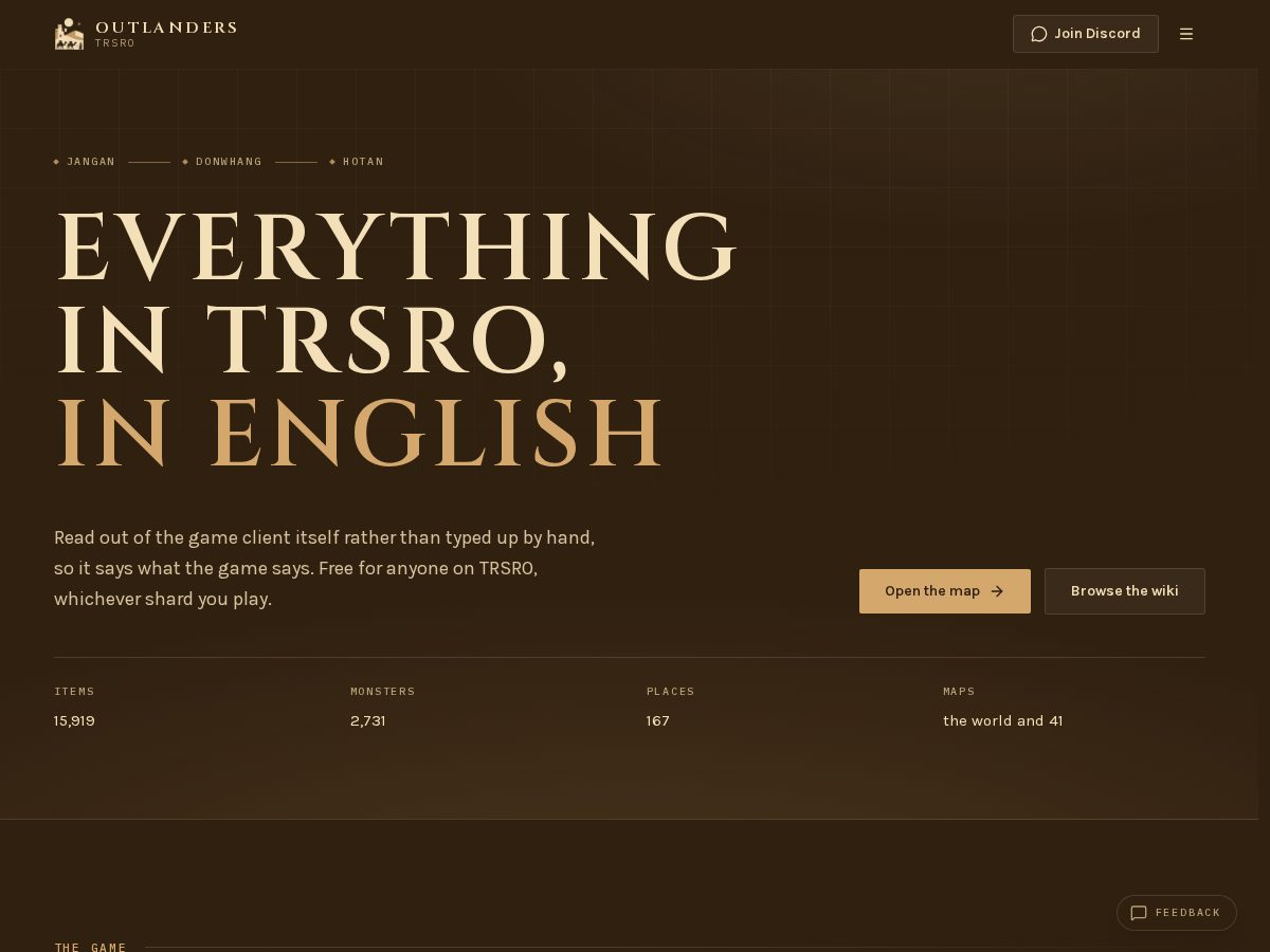 Landing-page snapshot of outlanders-wiki.fyi