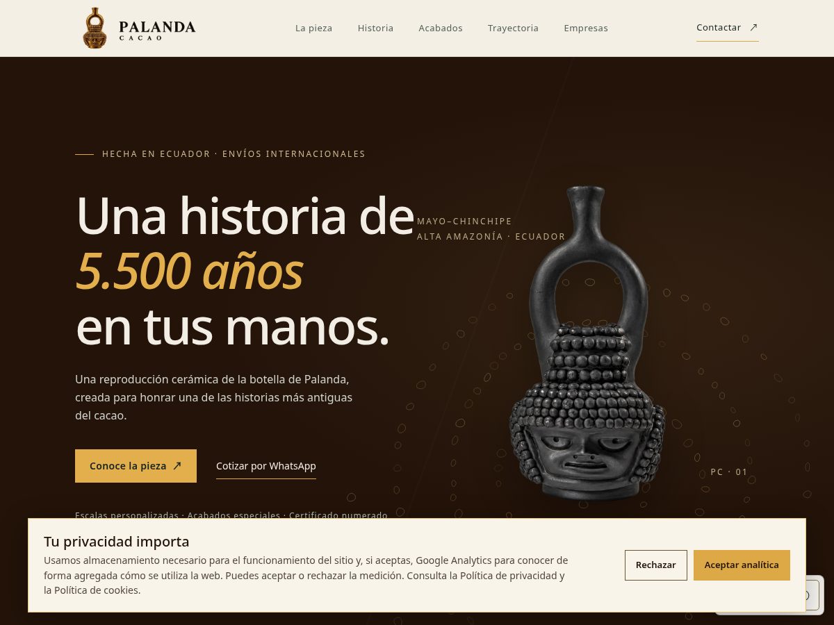 Landing-page snapshot of palandacacao.net
