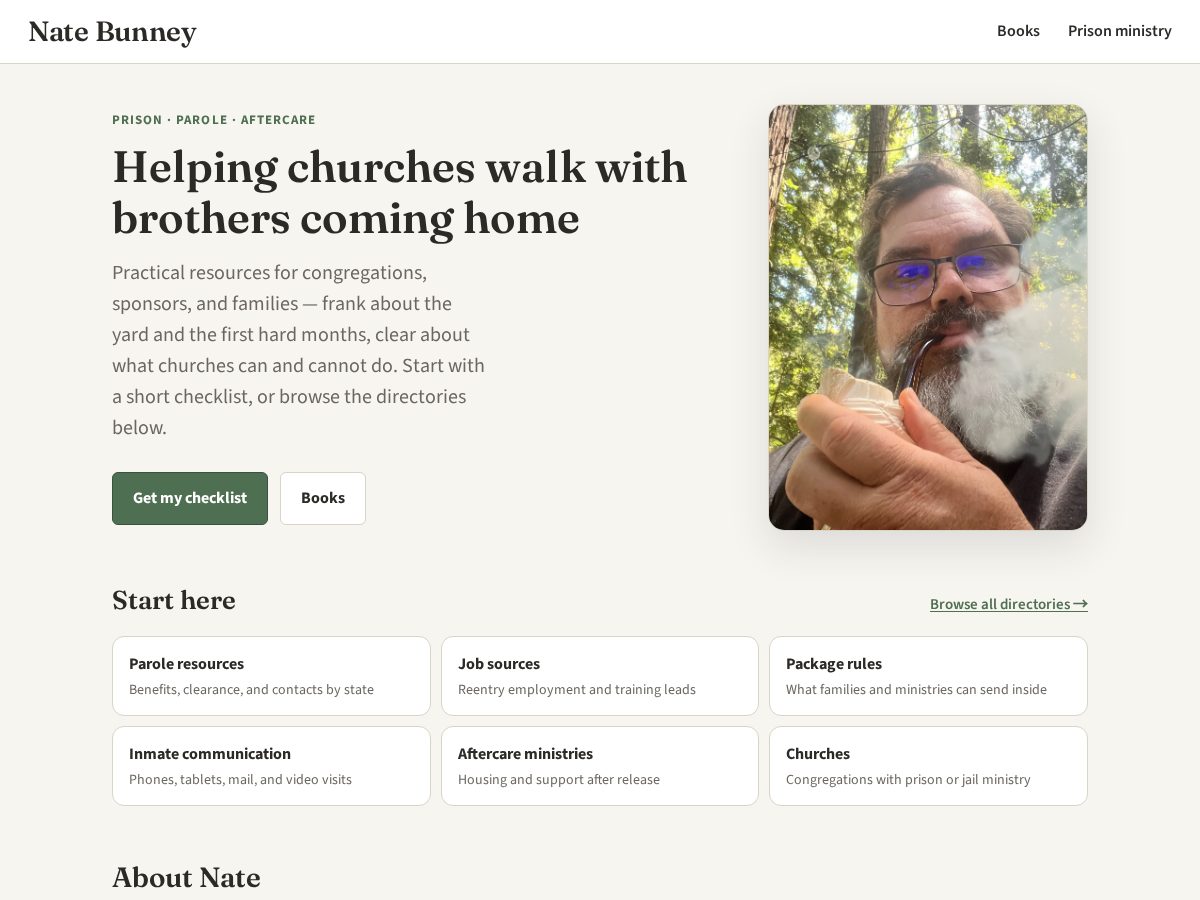 Landing-page snapshot of paroletochurch.org