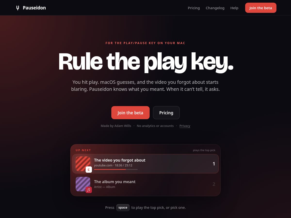 Landing-page snapshot of pauseidon.com