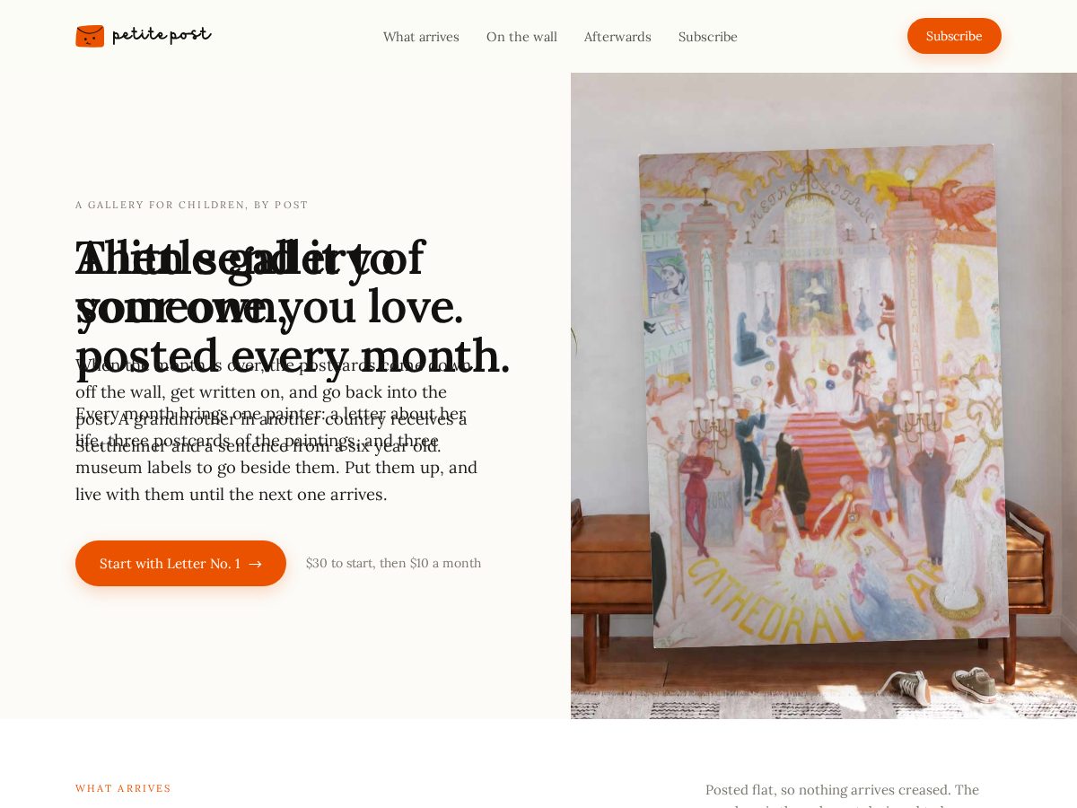 Landing-page snapshot of petitepost.cards