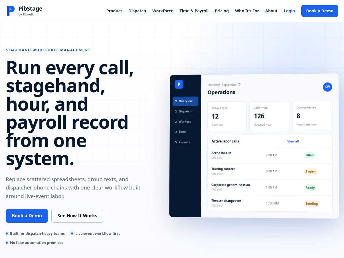 Landing-page snapshot of pibstage.com