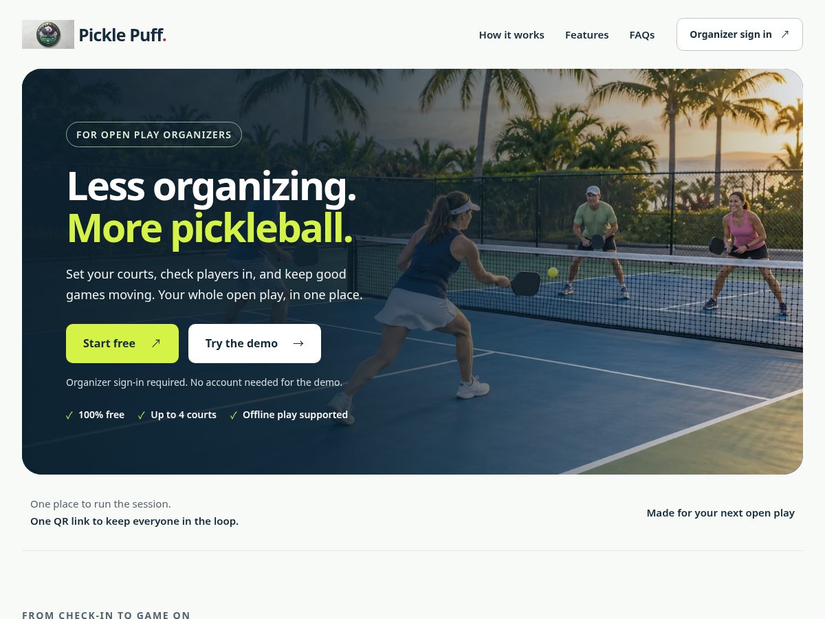 Landing-page snapshot of picklepuff.online