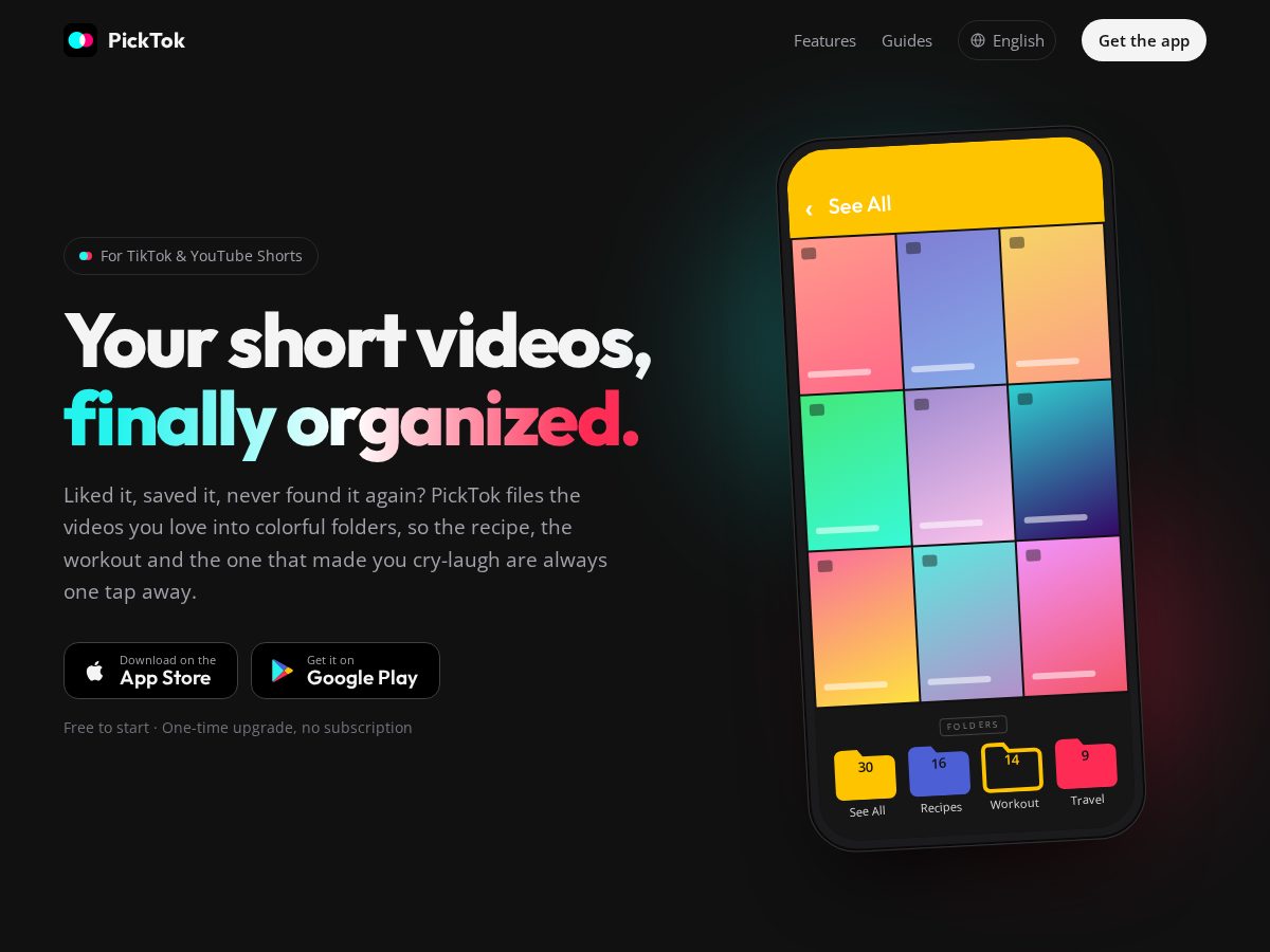 Landing-page snapshot of picktok.love