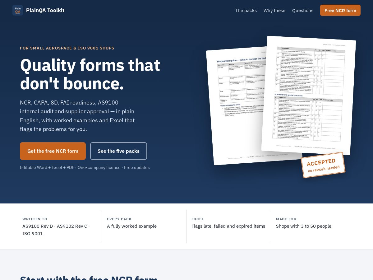 Landing-page snapshot of plainqatoolkit.com