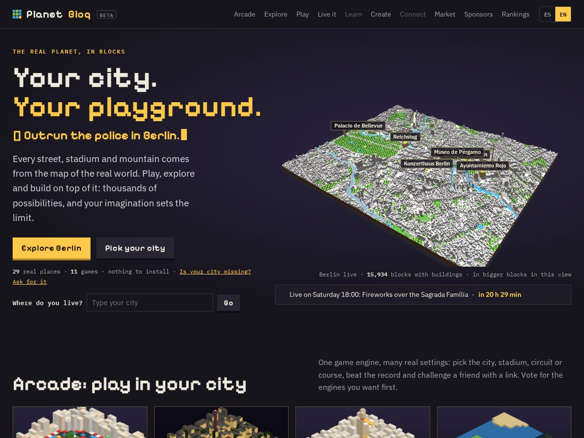 Landing-page snapshot of planetbloq.com