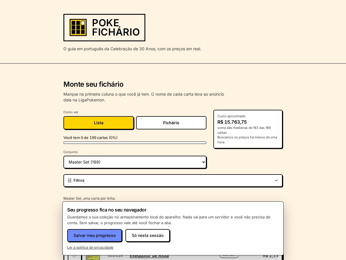Landing-page snapshot of pokefichario.com