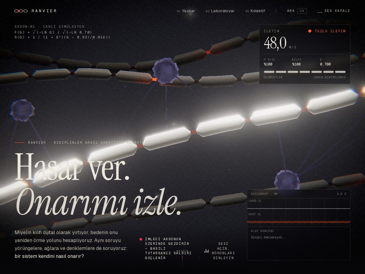 Landing-page snapshot of ranvier.science