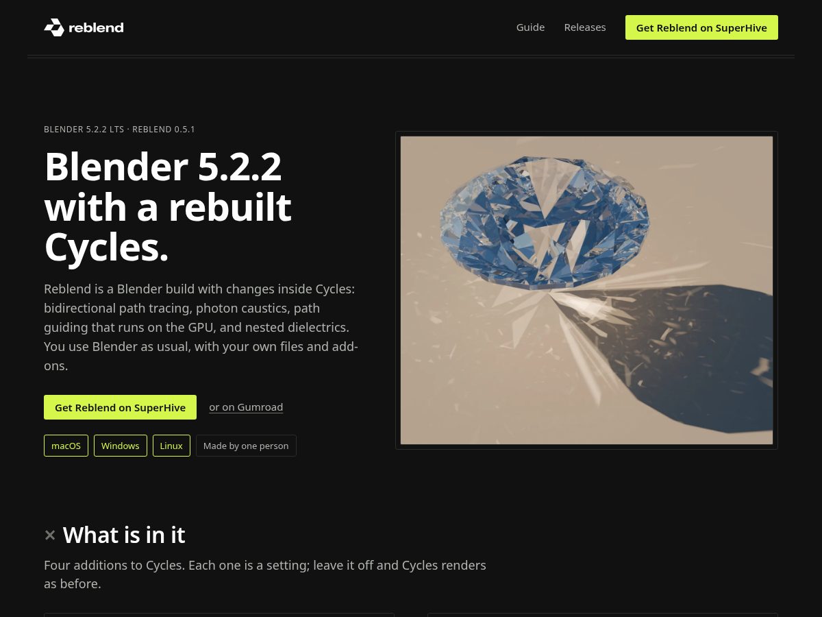 Landing-page snapshot of reblend.app