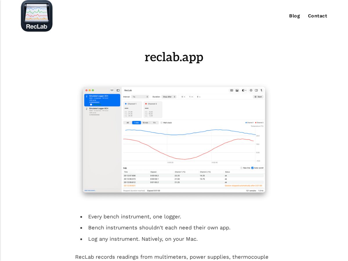 Landing-page snapshot of reclab.app