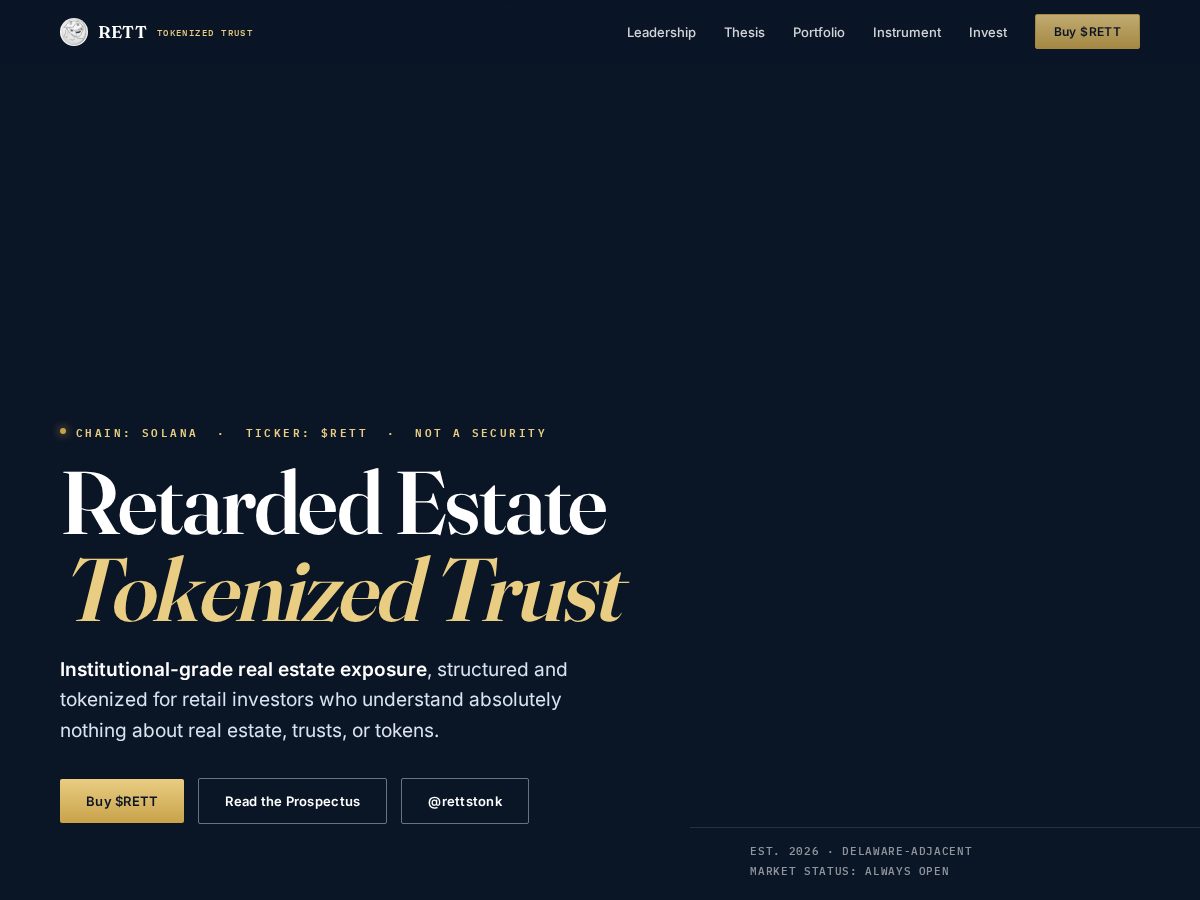 Landing-page snapshot of rettstonk.com