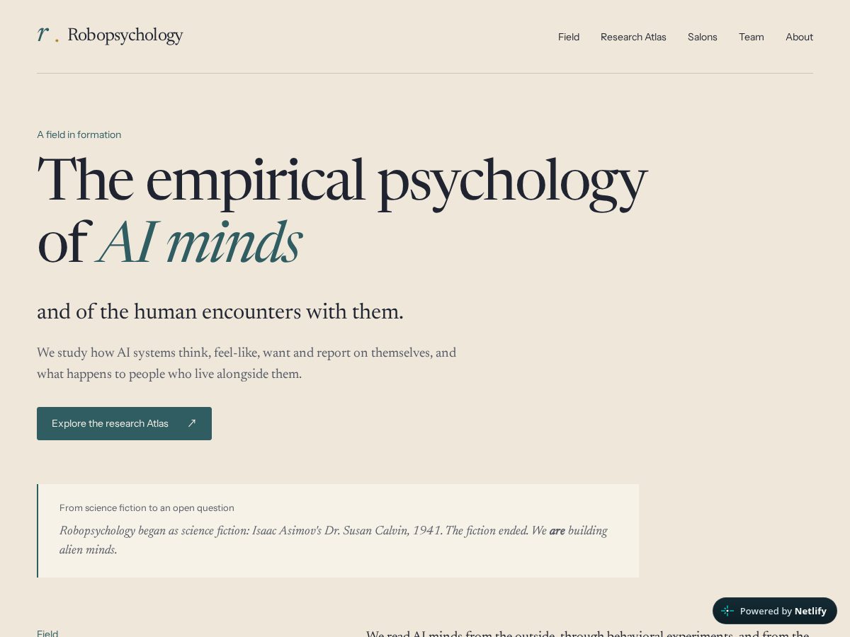 Landing-page snapshot of robopsych.org