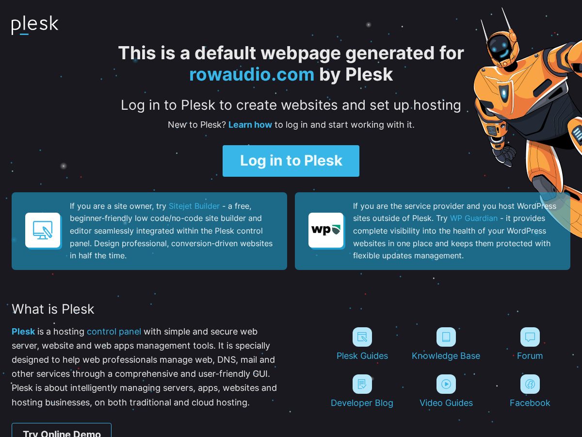 Landing-page snapshot of rowaudio.com