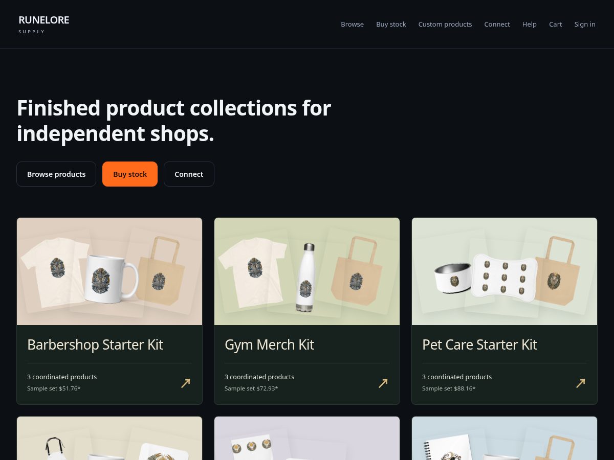 Landing-page snapshot of runeloresupply.com