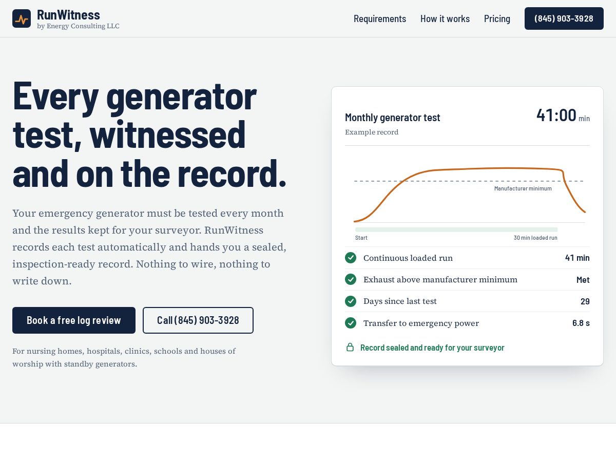 Landing-page snapshot of runwitness.com