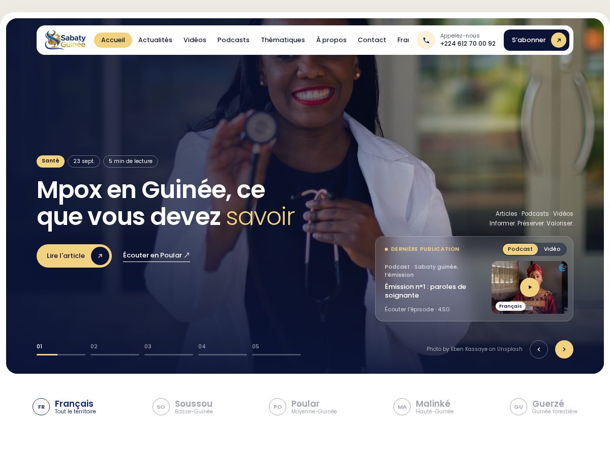 Landing-page snapshot of sabatyguinee.com
