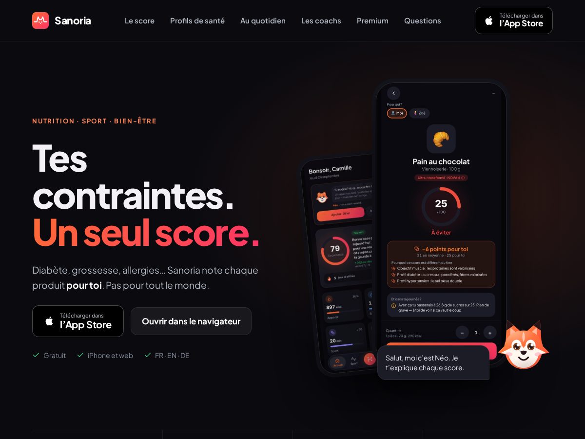 Landing-page snapshot of sanoria.app