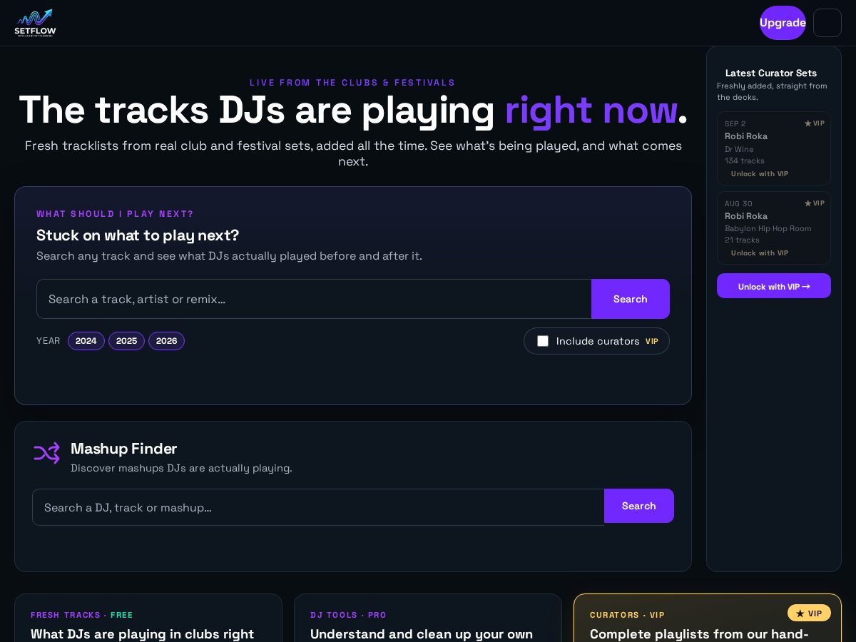Landing-page snapshot of setflowdj.app