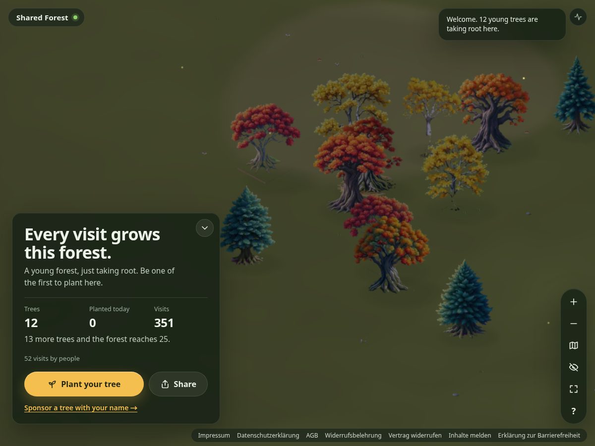 Landing-page snapshot of sharedforest.com