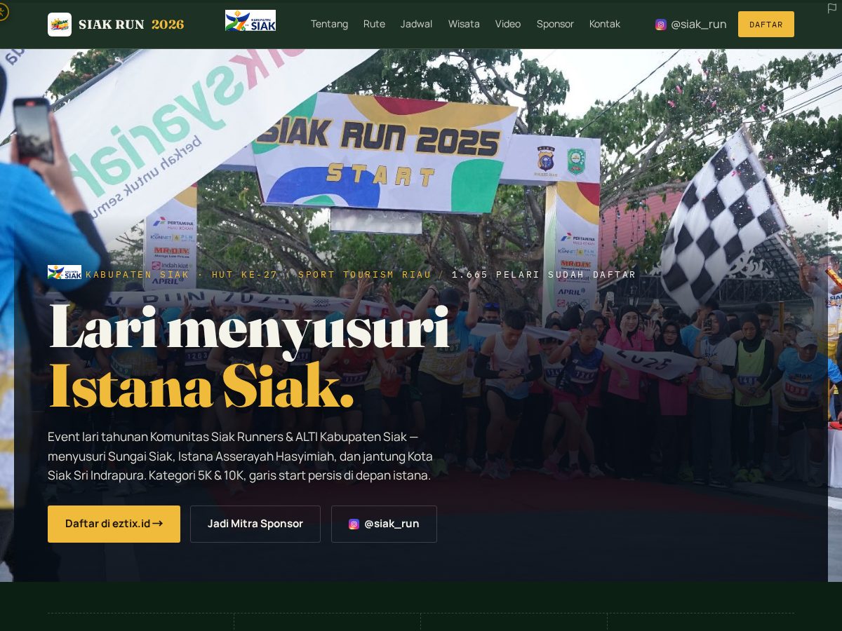Landing-page snapshot of siakrun.com