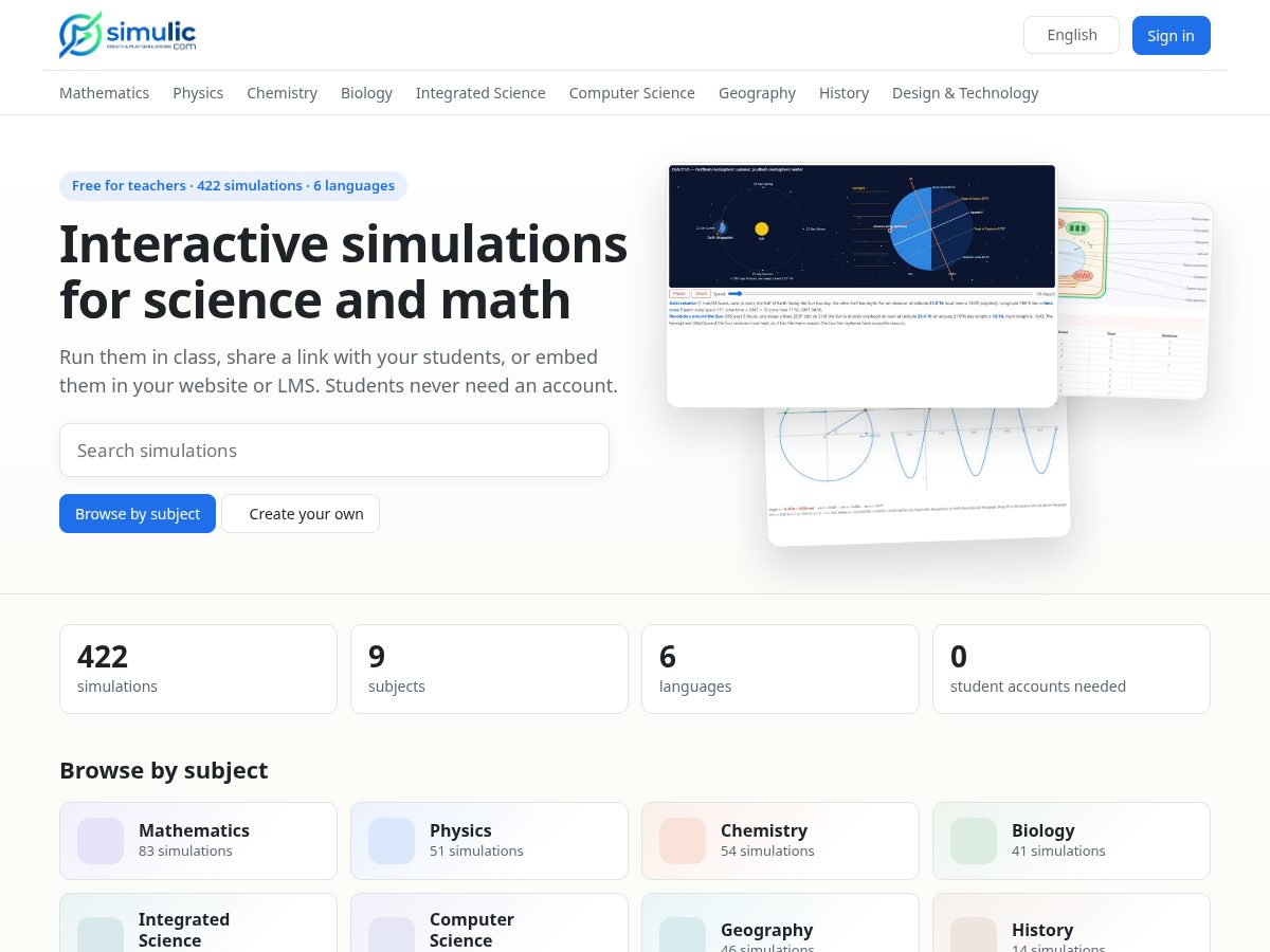 Landing-page snapshot of simulic.com