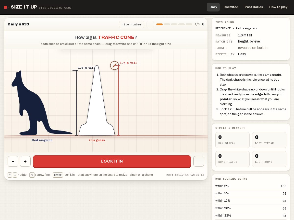 Landing-page snapshot of sizeitup.cloud