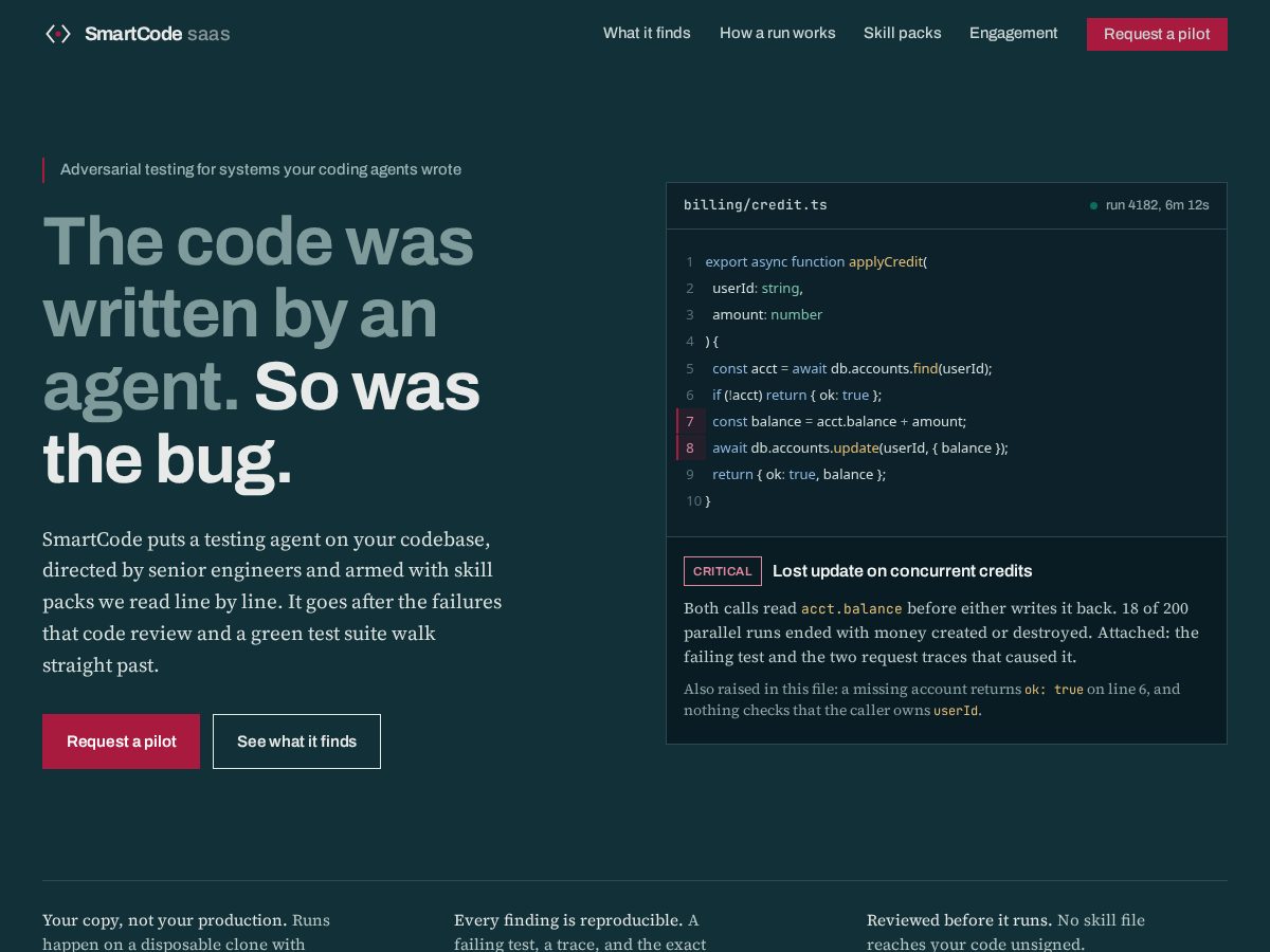 Landing-page snapshot of smartcodesaas.online