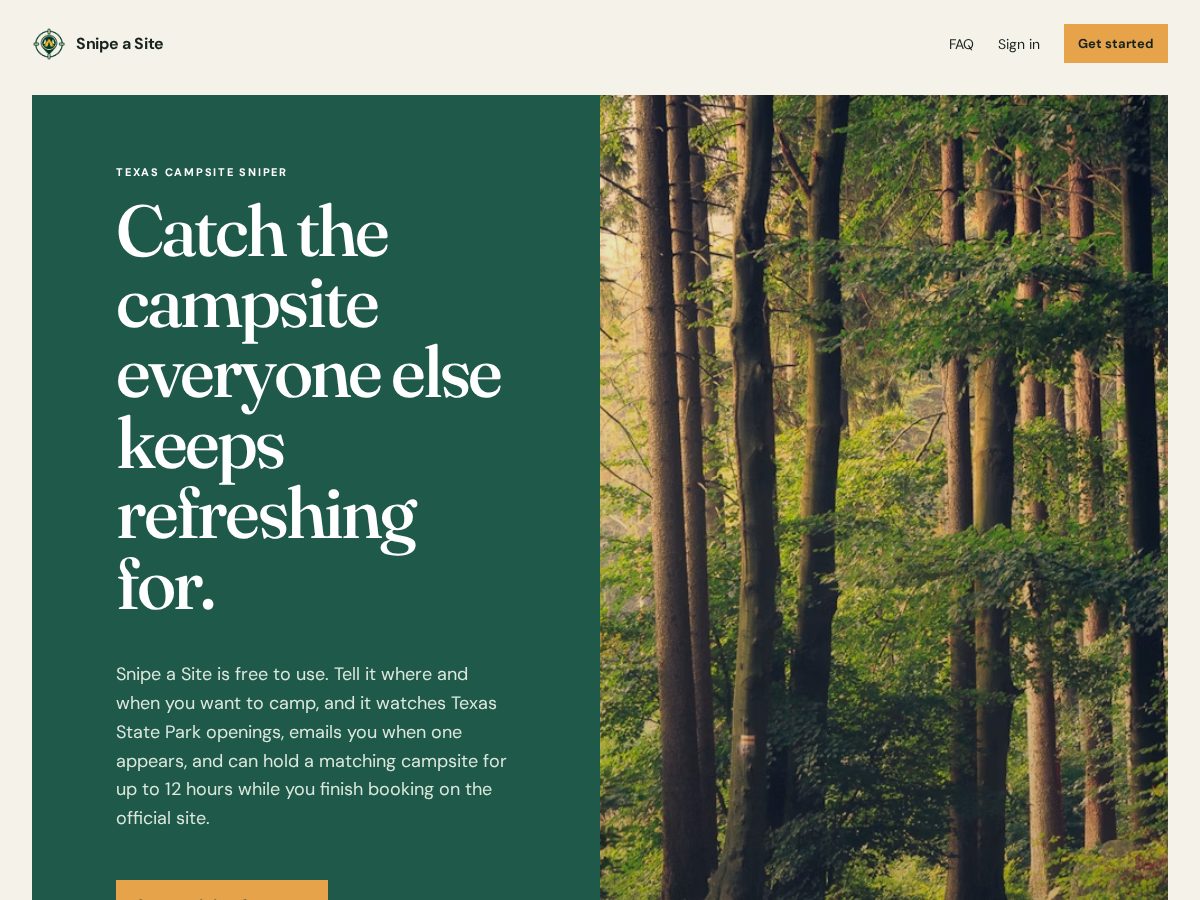 Landing-page snapshot of snipeasite.com