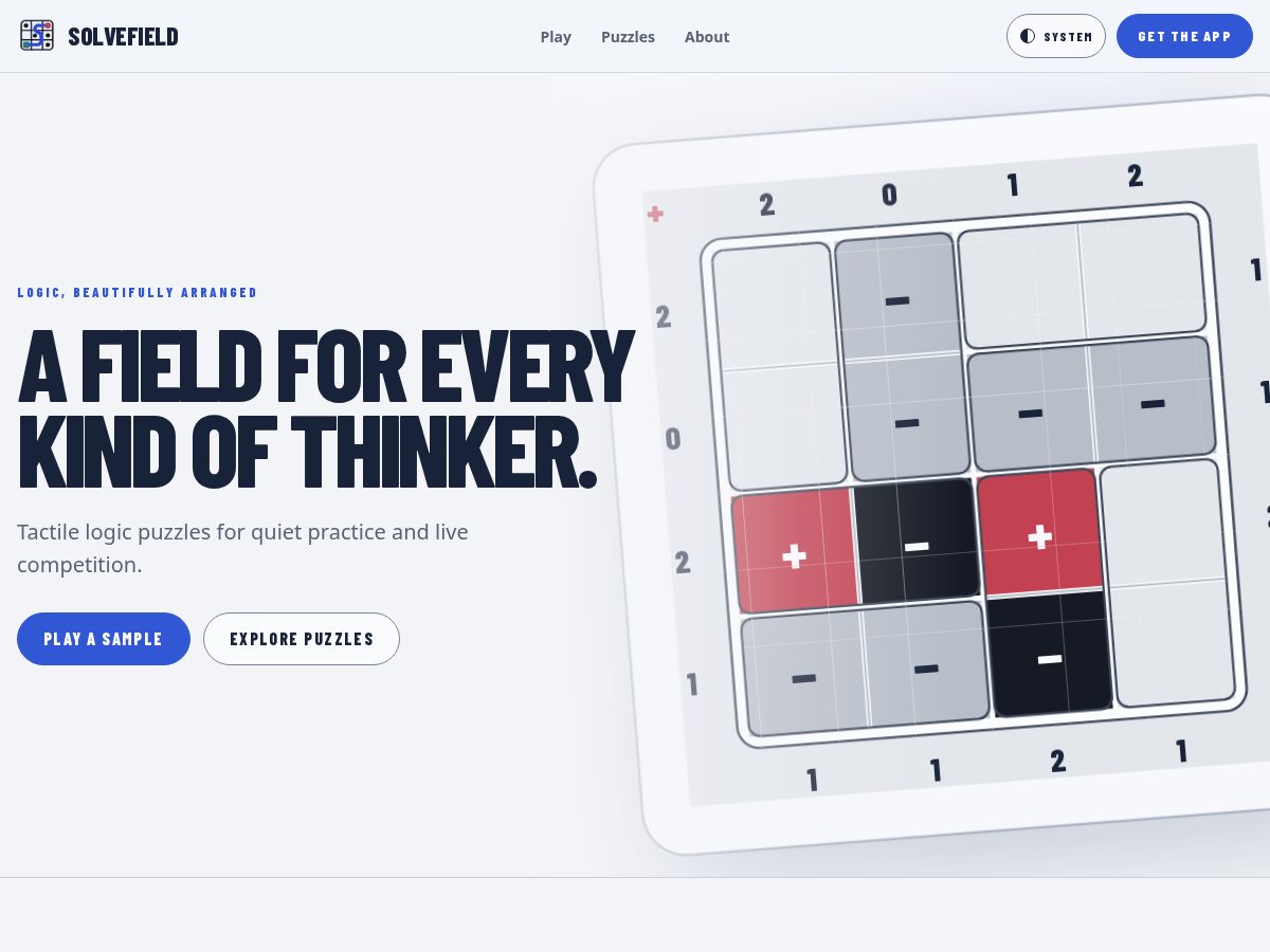 Landing-page snapshot of solvefield.app