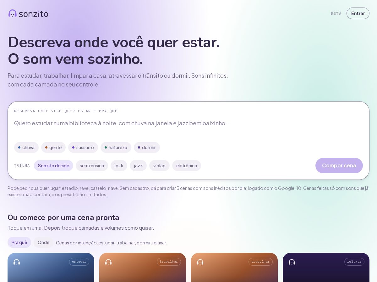 Landing-page snapshot of sonzito.com