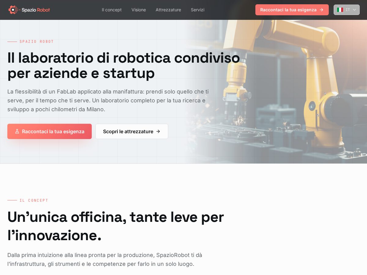 Landing-page snapshot of spaziorobot.com