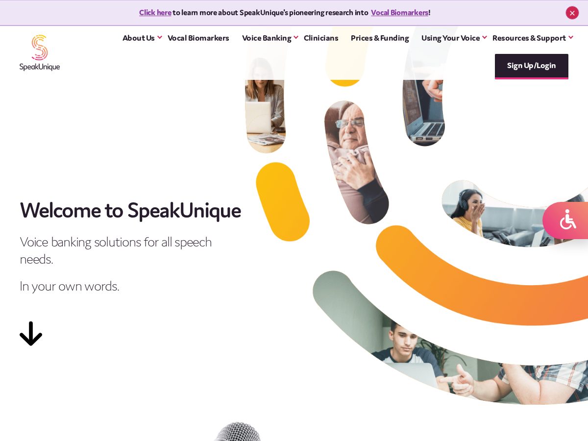 Landing-page snapshot of speakunique.app