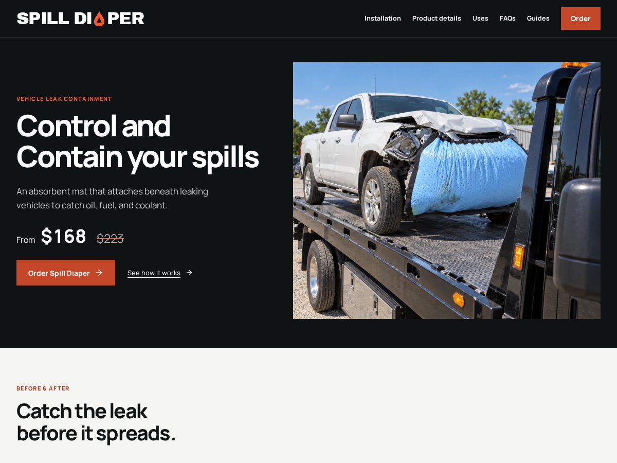 Landing-page snapshot of spilldiaper.net