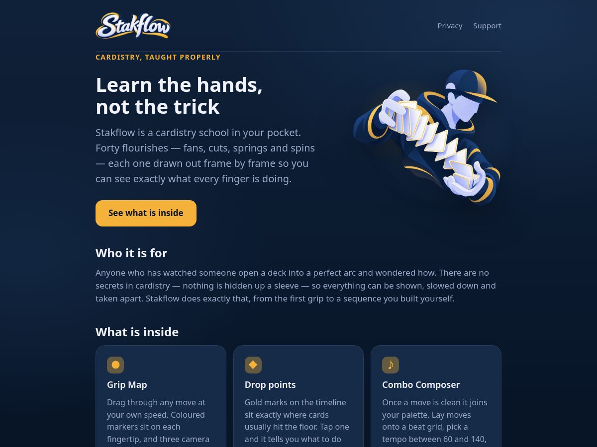 Landing-page snapshot of stakflow.info