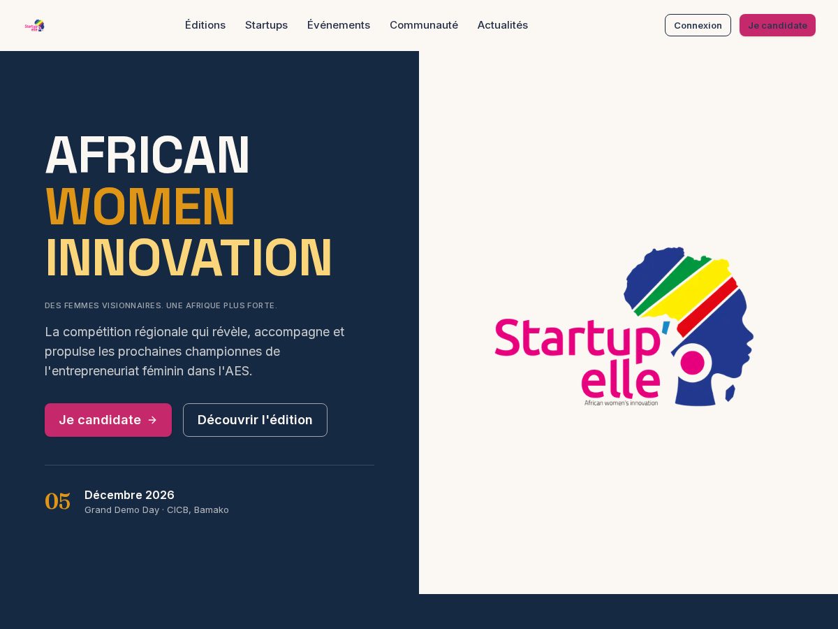 Landing-page snapshot of startupelle.com